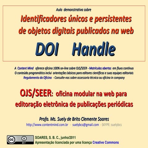 Aula demonstrativa sobre DOI e HANDLE