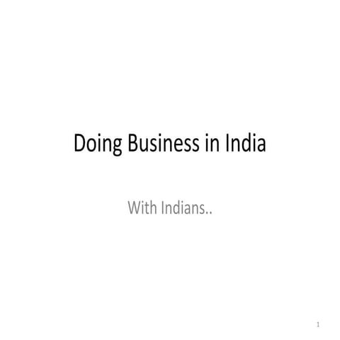 Doing business in india