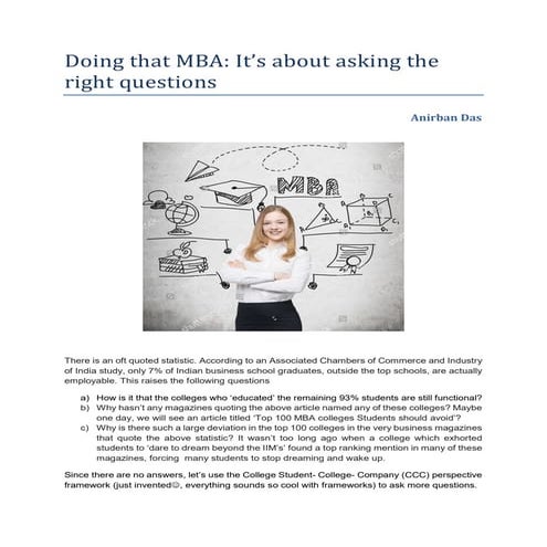 Doing that MBA: It's about asking the right questions ( A ready reckoner for ...