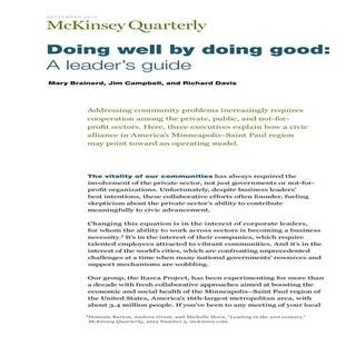 Doing well by doing good