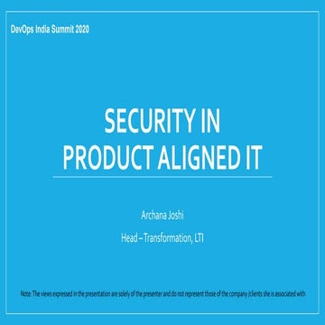 Security in Product Aligned IT
