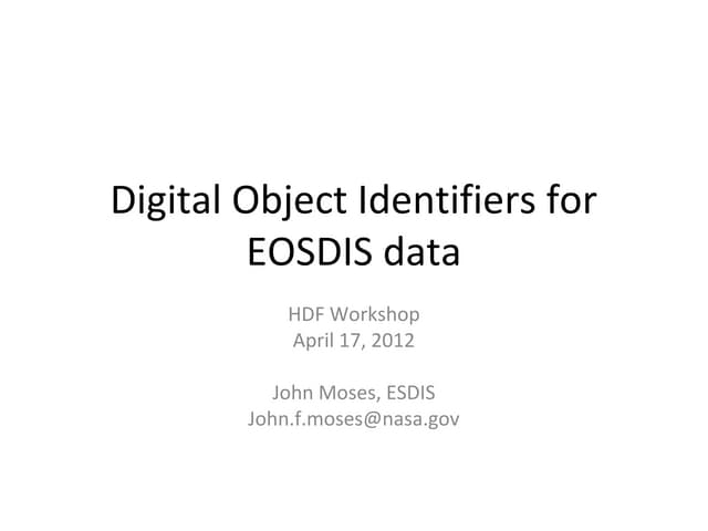 Digital Object Identifiers for EOSDIS data