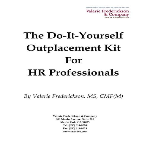 Do It Yourself Outplacement Kit For Hr Professionals