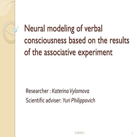 Neural modeling of verbal consciousness based on the results of the associati...