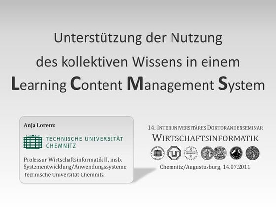 Unterstützung der Nutzung des kollektiven Wissens in einem LCMS