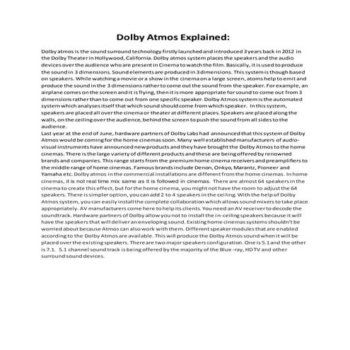 Dolby atmos explained
