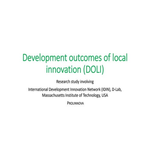 Development outcomes of local innovation (DOLI)