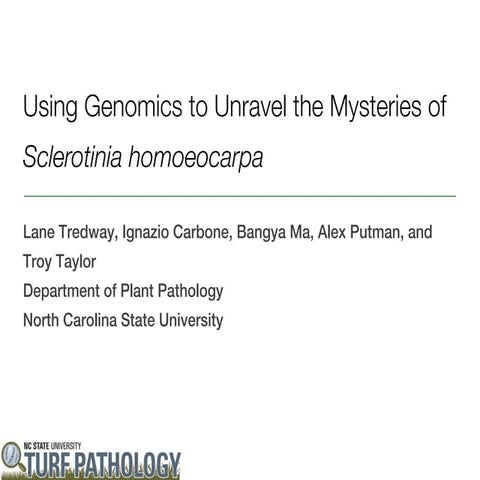 Using Genomics to Unravel the Mysteries of Sclerotinia homeoeocarpa