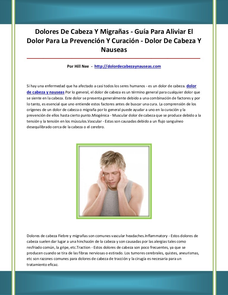 como calmar el mareo y dolor de cabeza