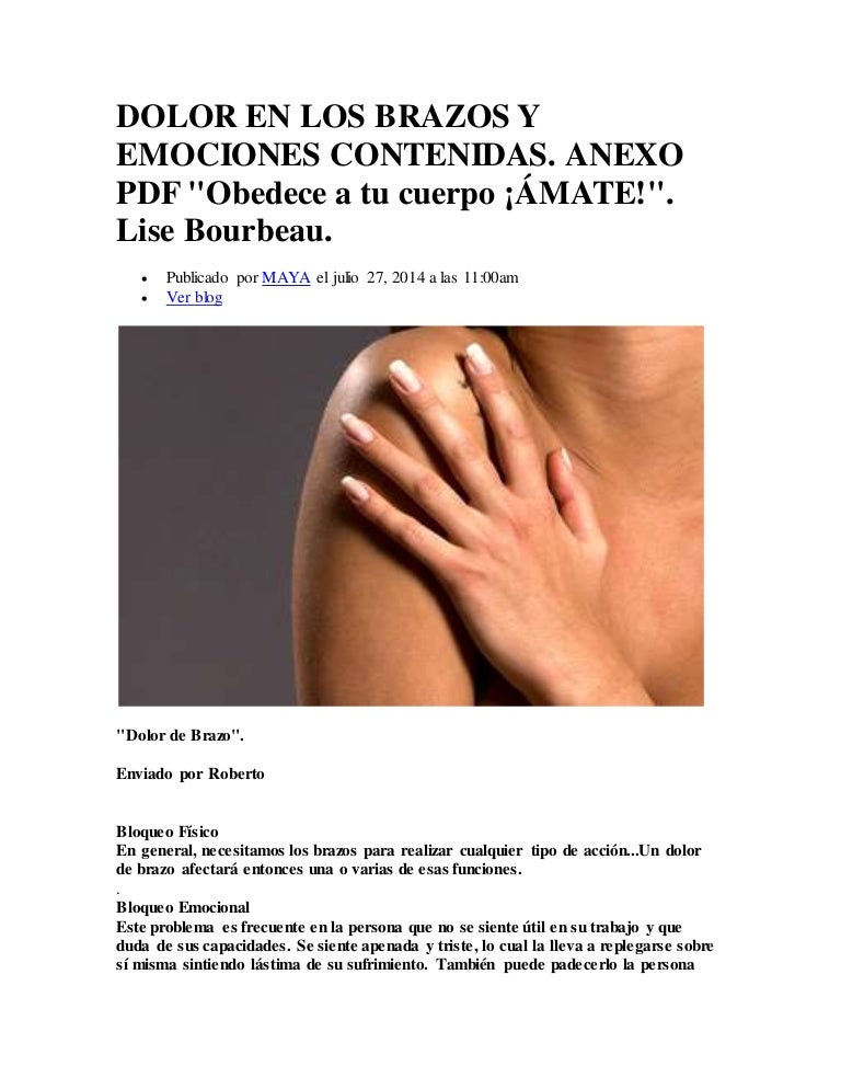 Dolor En Los Brazos Y Emociones Contenidas