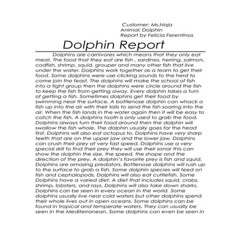 Dolphin report for ariel hyers