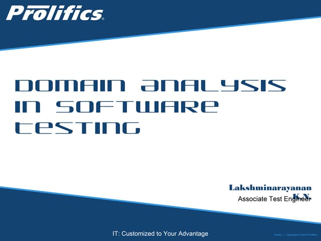 Domain analysis in Software Testing