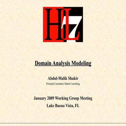 Domain Analysis Modeling Jan 2009 Wgm