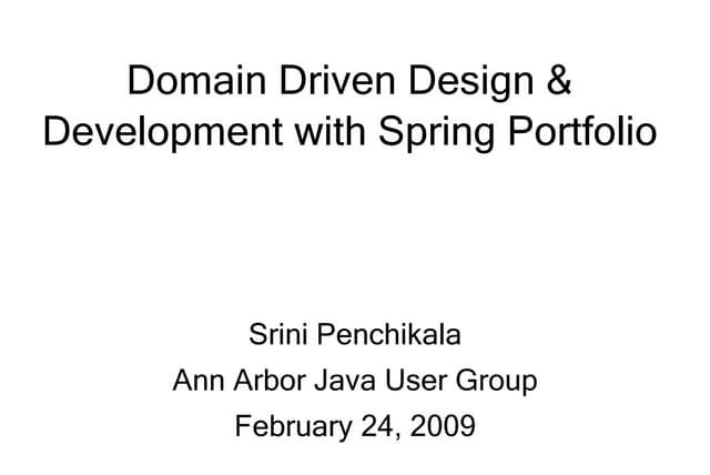 Domain Driven Design Development Spring Portfolio