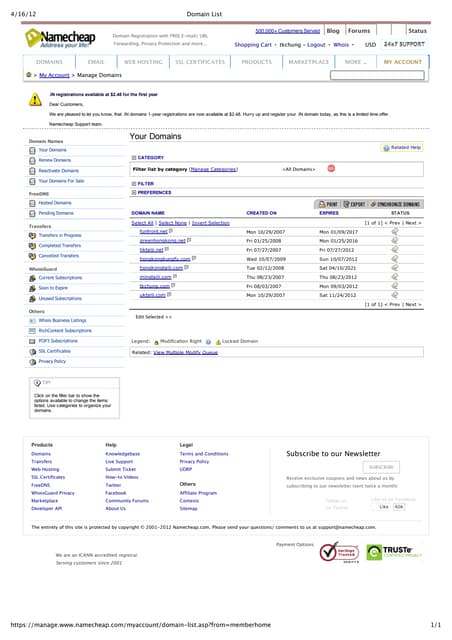 Domain list