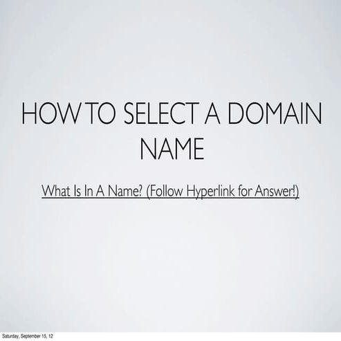 Selecting a Domain Name
