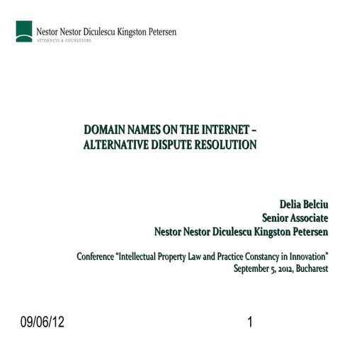 NNDKP_Domain names on the internet. Alternative dispute resolution.