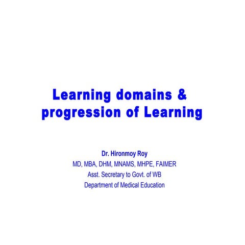 Domains of learning &amp; progression of learning
