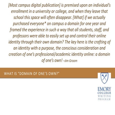 Domain of One's Own @ Emory for TATTO 2015