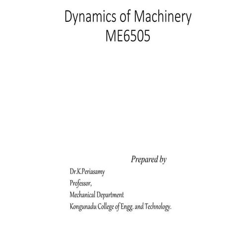Dynamics of Machines (ALL UNITS)