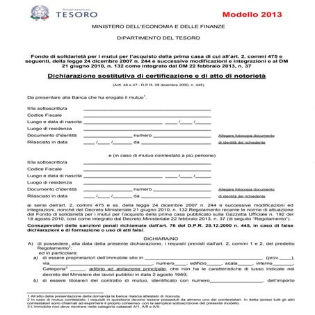 Domanda sospensione mutuo 