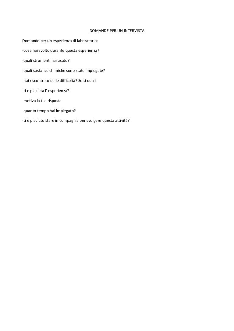 Domande per un intervista