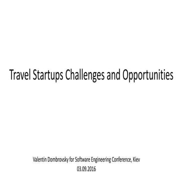 Travel Startups Challenges and Opportunities