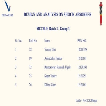 Design and analysis of a shock absorber | PDF