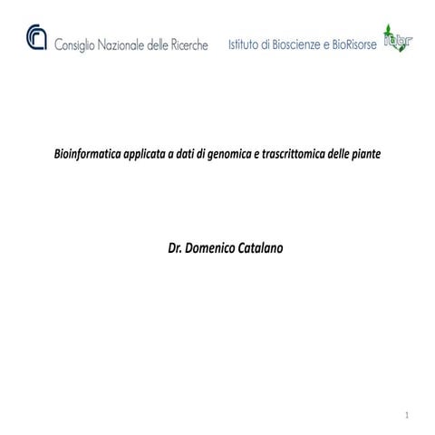 Domenico Catalano – Bioinformatica applicata a dati di genomica e trascrittom...
