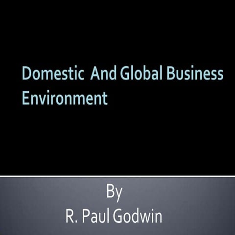 Domestic and global business environment