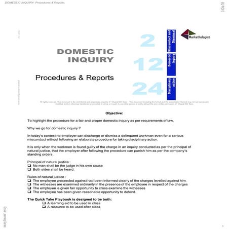Domestic inquiry procedures &amp; reports 5 dec-18