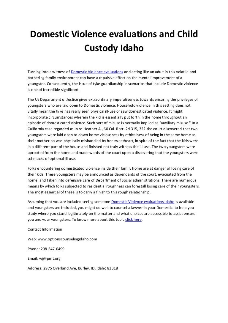 Domestic violence evaluations and child custody idaho