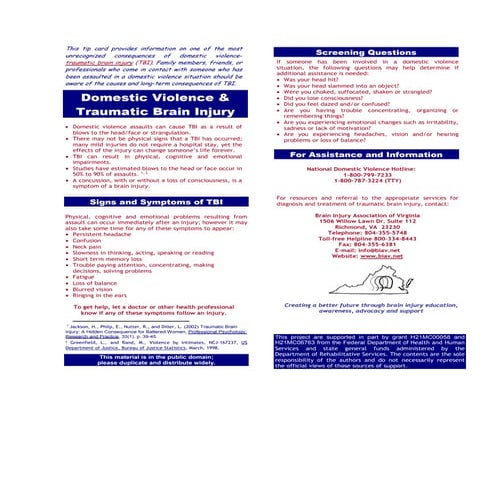 Domestic Violence Tip Card