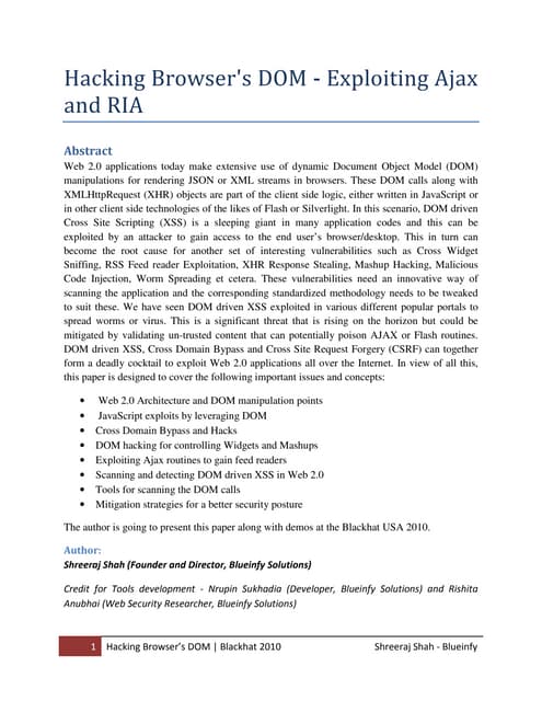 Dom Hackking & Security - BlackHat Preso