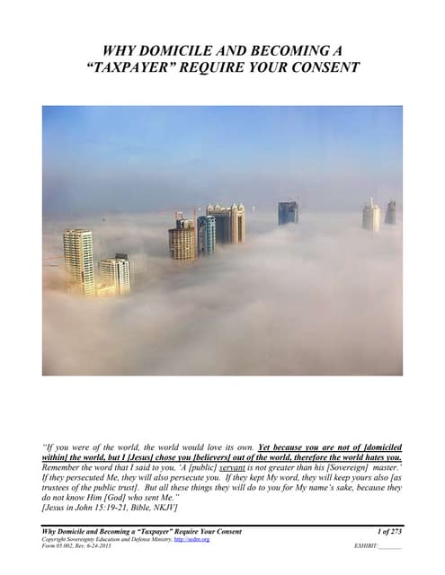 Why Domicile and Becoming a "Taxpayer" Require Your Consent, form #05.002