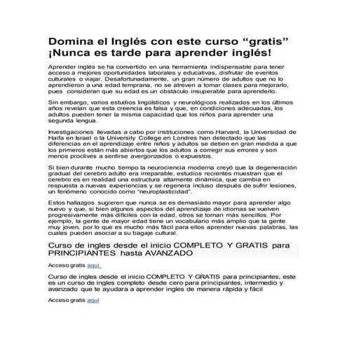 Domina el inglés con este curso | DOCX