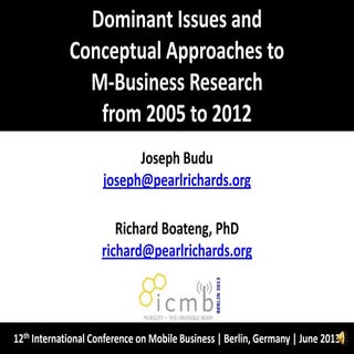 Dominant issues and conceptual appr...