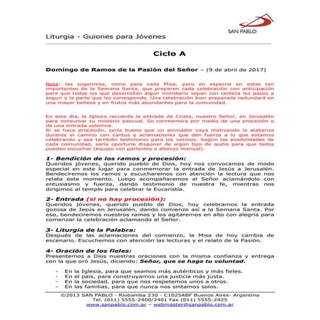 Domingo de ramos guión jóvenes