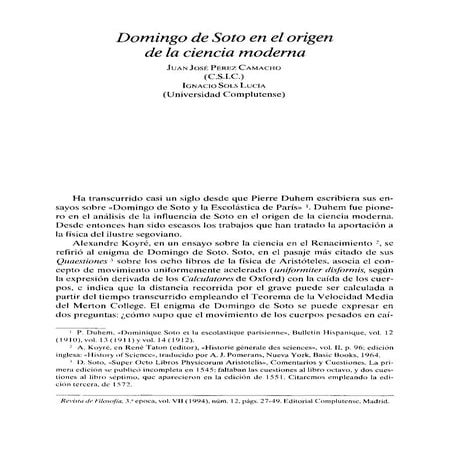 Domingo de soto en el origen de la ciencia moderna  pérez camacho
