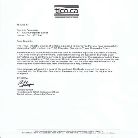 TICO Certified Travel Counselor