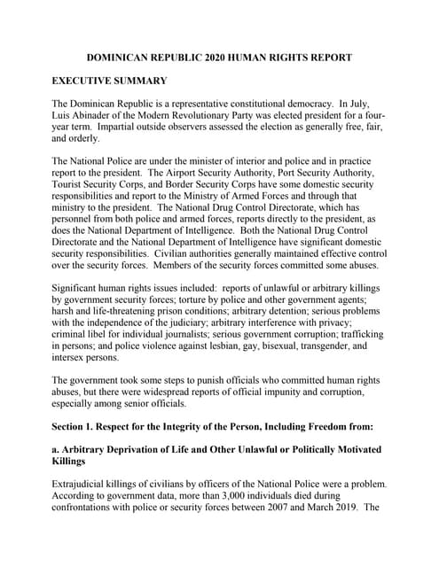 Rapport de 2020 du Département d'état sur la situation des droits de l'homme ...