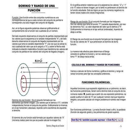 Ejercicios de dominio y rango de funciones | PDF