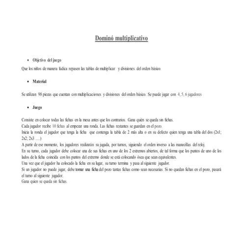 Dominó multiplicativo