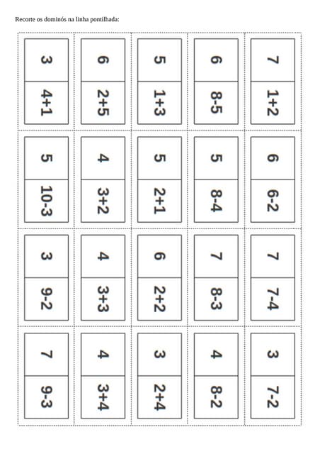 Domino da adicao_e_subtracao | PDF