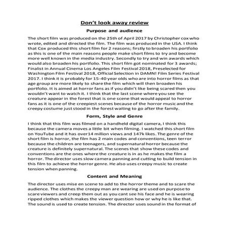 Don't look away review | DOCX