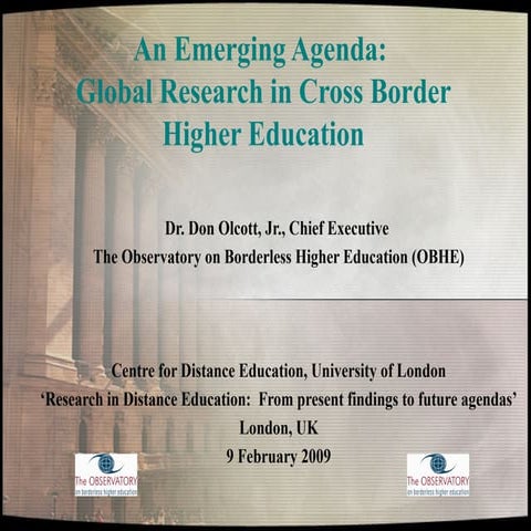 CDE Conference 09/02/2009. D Olcott An Emerging Agenda: Global Research in Cr...