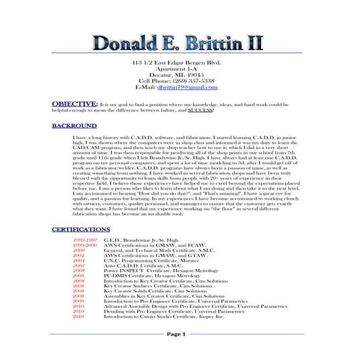 Cover letter with resume | DOC