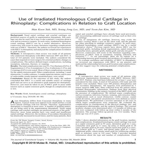 Donated rib cartilage in rhinoplasty