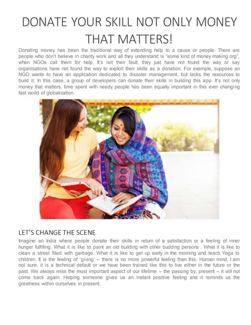 Donate your skill not only money th...