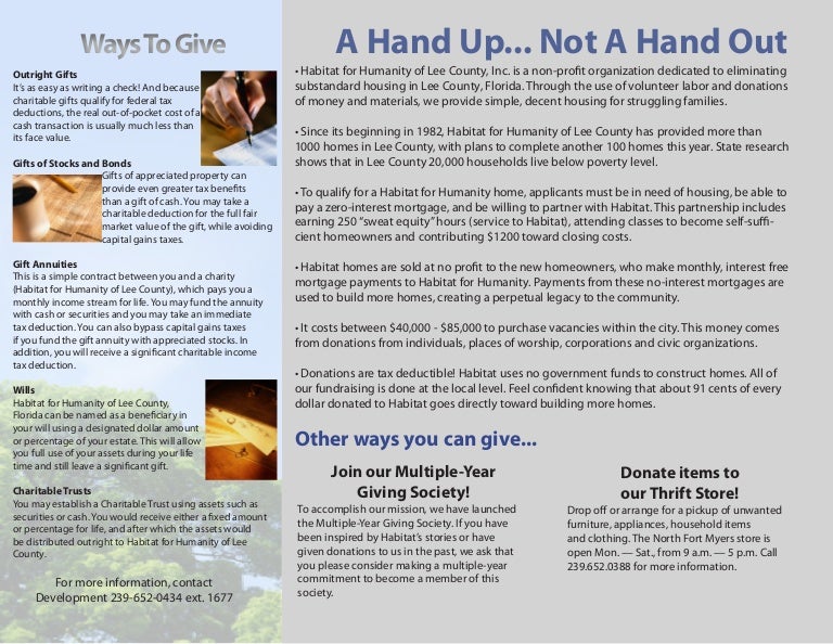 Habitat For Humanity Donation Brochure 2009